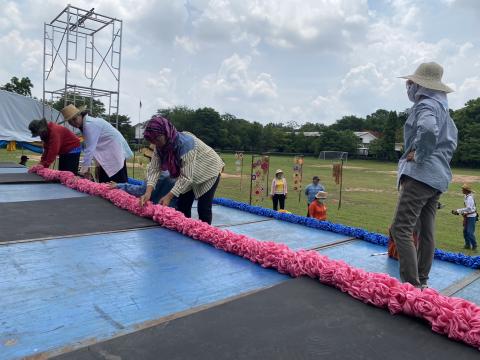 จัดเตรียมสถานที่จัดงานประเพณีบุญบั้งไป ประจำปี 2568