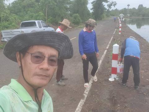 ติดตั้งเสาหลักลาย ริมอ่างเก็บน้ำคลองโพธิ์